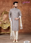 Grey Colour Fancy Party And Function Wear Traditional Pure Khadi Cotton Kurta Pajama Redymade Collection 16005